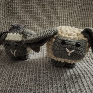 Handcrafted Gray and Cream Bunny Plush Toy